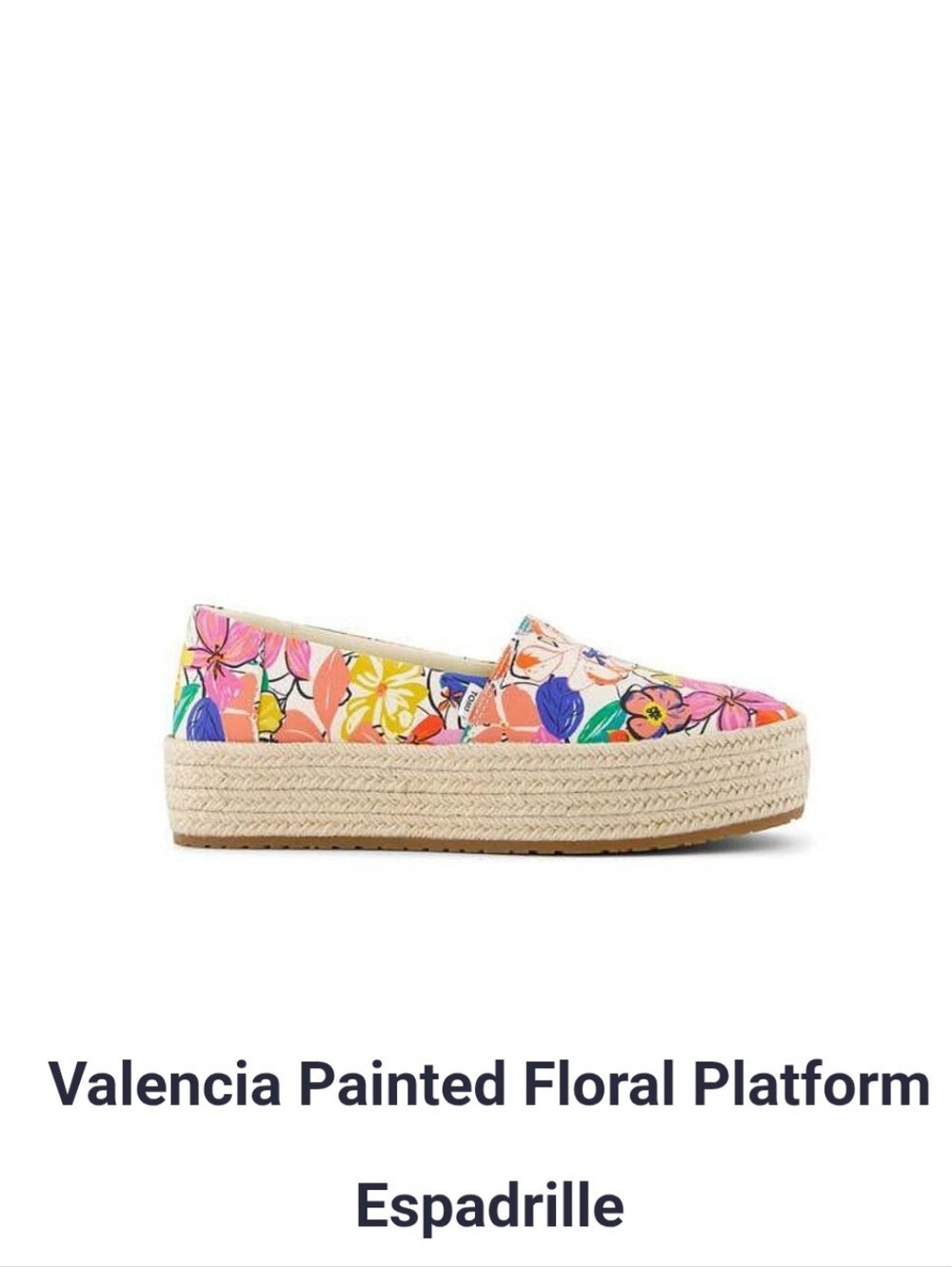 TOMS Valencia Painted Floral Platform Espadrille  - Multicolor